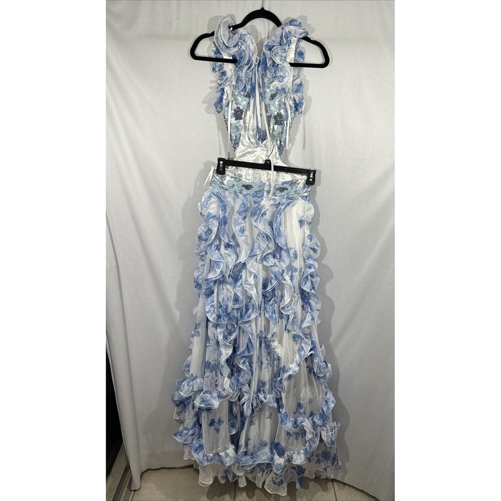 NWT Mac Duggal [ 6 ] 2220 Ruffle Tiered Cap Sleeve Cut Out‎ Open Back Gown J1597 - Picture 7 of 15